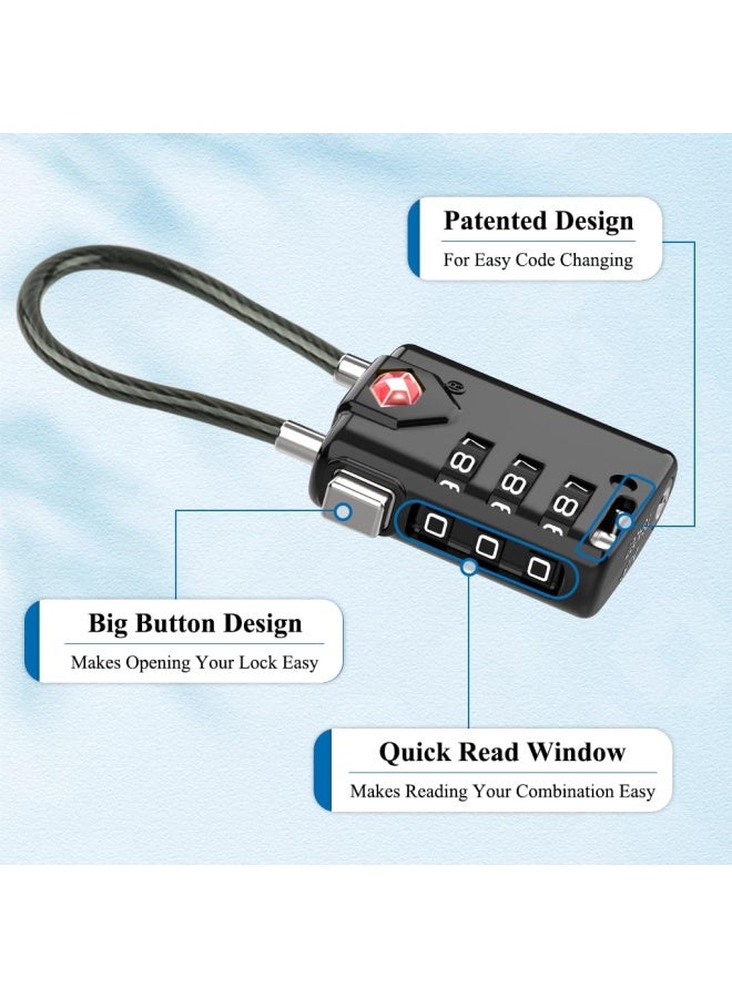 Tsa Compatible Travel Luggage Locks Inspection Indicator Easy Read Dials Tsa Approved With Zinc Alloy Black 4 Pack - Image 3
