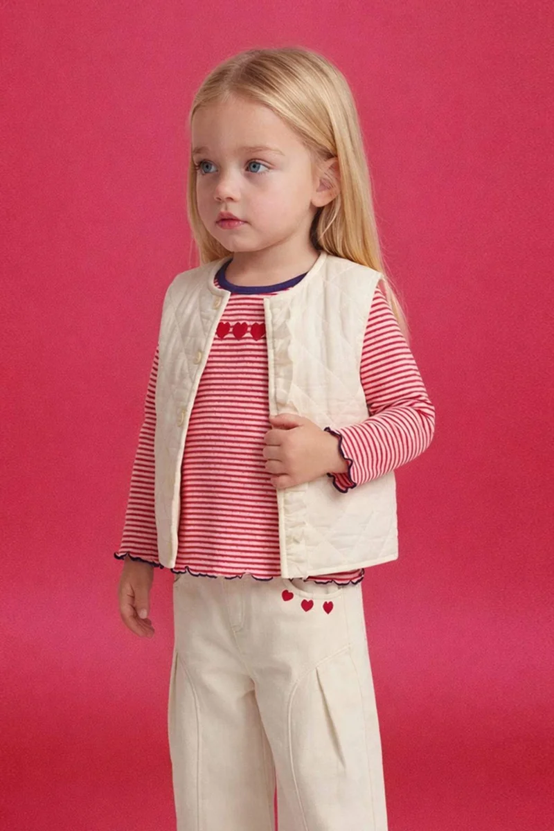 Defacto Baby Girl Crew Neck Quilted Buttoned Vest