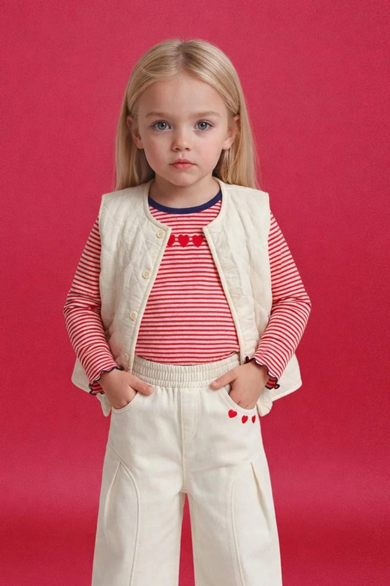 Defacto Baby Girl Crew Neck Quilted Buttoned Vest
