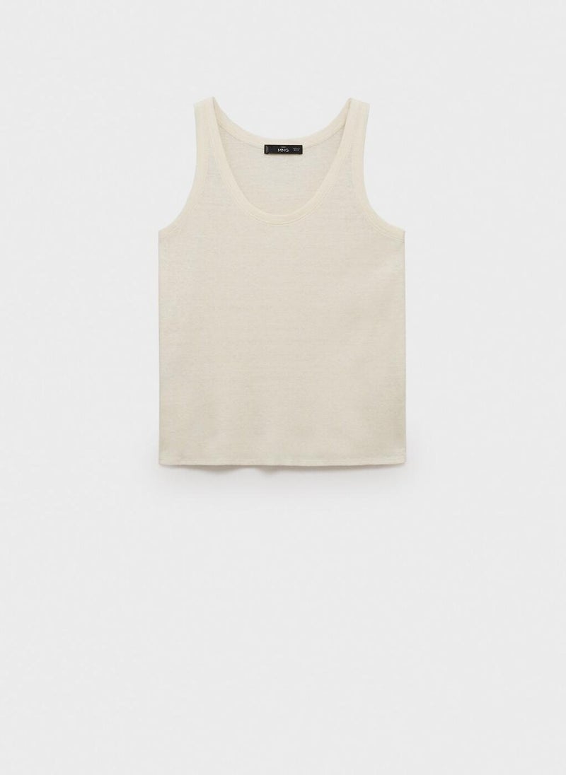 MANGO Strap Linen Top  - Image 5