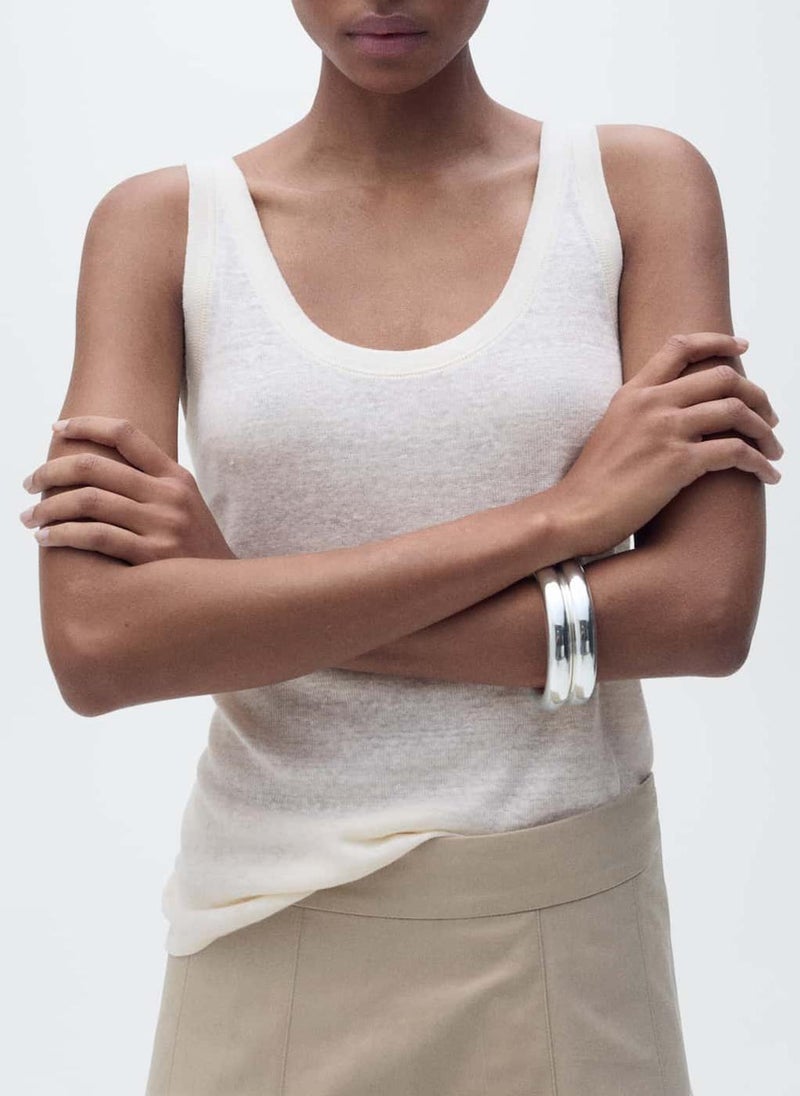 MANGO Strap Linen Top  - Image 3