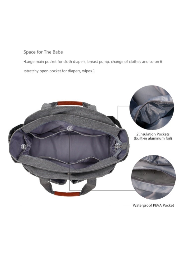 Multi-Function Diaper Bag With Changing Mat ，Large Capacity Baby Diaper Bag Tote - Image 2