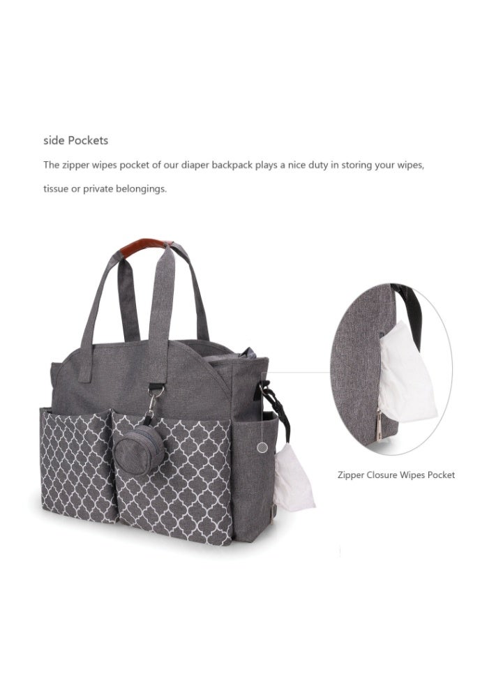 Multi-Function Diaper Bag With Changing Mat ，Large Capacity Baby Diaper Bag Tote - Image 5