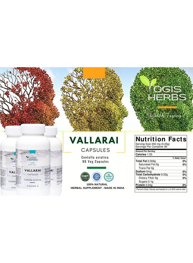 YOGIS HERBS Vallarai Capsules (Centella Asiatica/Gotu Kola) | Herbal Supplement for Congnitive Support | 90 Veg Capsules - Image 4