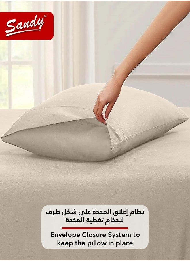 ساندي طقم شرشف سرير ساندي فاخر بجودة الفنادق مع غطاء وسادة، طقم من قطعتين، شديد النعومة وجيد التهوية وبارد, مقاس مفرد ونص 243 × 167 سم, موكا  - Image 5