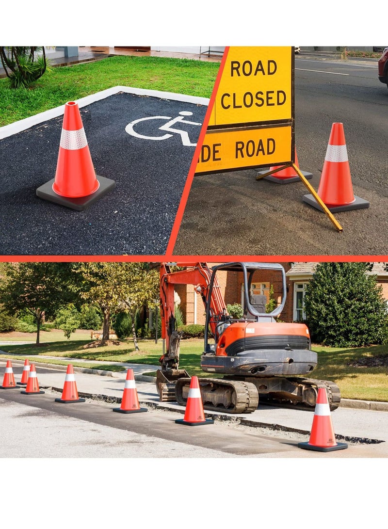 SUNRISE Traffic Safety Cones 50CM with Black Weighted Base, Plastic PVC Cone, Red Cones with Reflective Collar, Cones for Parking Lot, Road Safety，Driving Training - Image 5