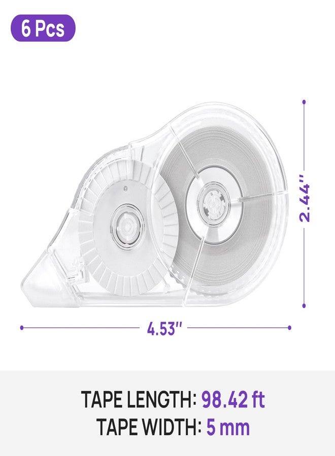 JEFURE 6 Pcs Correction Tape, 98.43 Ft White Wrong Out Tear-Resistant Bulk, Instant Corrections Easy To Use Applicator for School, Office, Note Taking, Journal (Tape Width 0.2 in，Clear) - Image 2