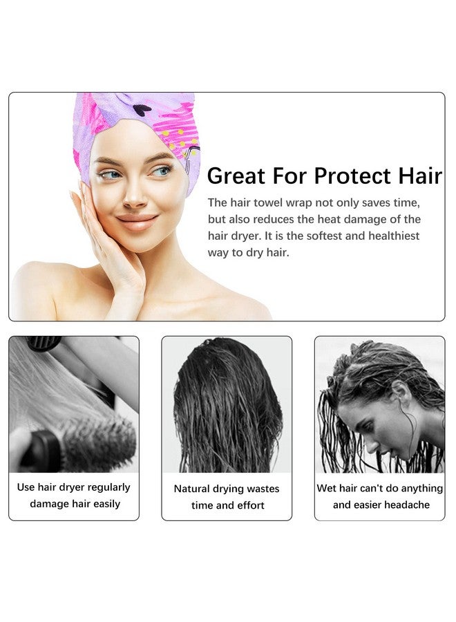 RETON RETON 4 Pack Microfiber Hair Drying Towel, Hair Towel Wrap for Kids Girls Women, Super Absorbent Hair Turbans for Wet Hair, Fast Drying Hair Wrap with Buttons for Curly Long Thick Hair - Image 5