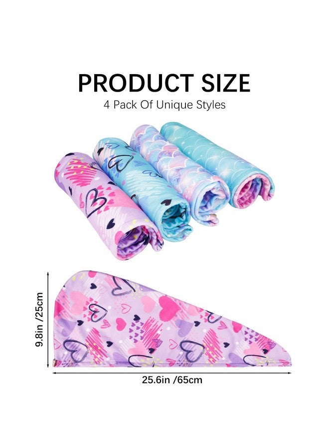 RETON RETON 4 Pack Microfiber Hair Drying Towel, Hair Towel Wrap for Kids Girls Women, Super Absorbent Hair Turbans for Wet Hair, Fast Drying Hair Wrap with Buttons for Curly Long Thick Hair - Image 2