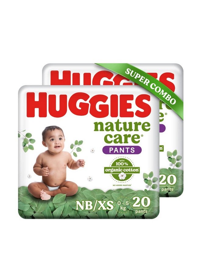 HUGGIES حفاظات طبيعية للعناية، حديثي الولادة/حجم صغير جداً (حتى 5 كجم) حفاظات بيبية متميزة، عبوة مجموعة 40 قطعة، مصنوعة من قطن عضوي 100% - Image 1