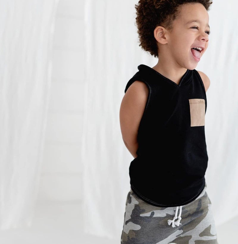 BemeyourBBs Baby Boy Summer Outfit Hooded Tank Top with Pocket and Elastic Waist Shorts Set Infant Boy Clothes (Camouflage 1,6-12 Months) - Image 2