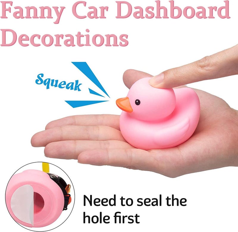 wonuu Pink Duck Car Dashboard Decorations Rubber Duck Car Ornaments Cool Duck with Propeller Helmet Sunglasses Gold Chain - Image 3