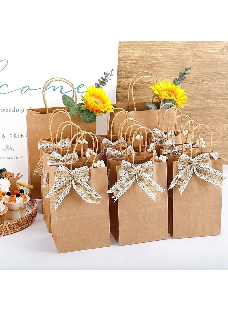 12 قطعة من أكياس ورق الكرافت لتغليف الهدايا ذات القاعدة المسطحة ذات القدرة القوية على التحمل أكياس هدايا رمضان والعيد - Image 3