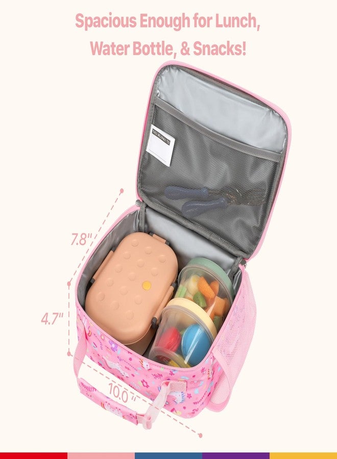 Bagseri Girls Lunch Bag with Ice Pack - Kids Lunch Box for Girls Reusable Leak-Proof and Insulated Kids Lunch Bag Toddler Lunch Box for Daycare and School, Glitter Pink Unicorn - Image 2