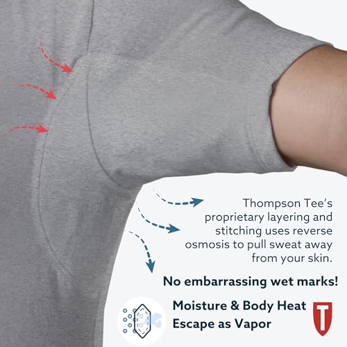 THOMPSON TEE Men's Sweatproof Undershirt - Cotton Deep V Neck T-Shirt with Underarm Sweat Pads - Original Fit - Aluminum-Free Alternative - Heather Grey - XX-Large - Image 3