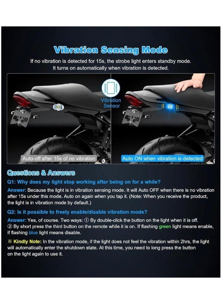 PCS 2 قطعة من مصابيح LED فلاش للدراجات النارية والسيارات - جهاز تحكم عن بعد، سطوع عالي، تصميم مقاوم للماء - إضاءة متعددة الأوضاع وثابتة لتحسين الرؤية والسلامة - Image 2