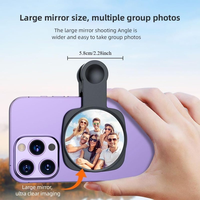 KickZu vlogging Phone Selfie Tool Hand Mirror for MakeupvlogSelfie Selfie Mirror Compact Phone Mirror Universal Phone Clip for iPhone 1615141312 Android Smartphone Selfie vlog Accessories - Image 5