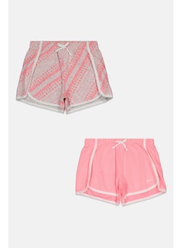 DKNY Kids Girl 2 Pieces Brand Logo Basic Shorts, Pink  - Image 1