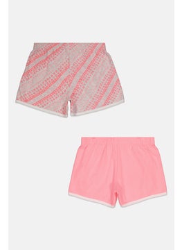 DKNY Kids Girl 2 Pieces Brand Logo Basic Shorts, Pink  - Image 2