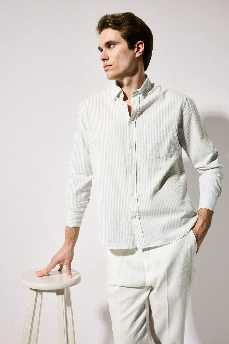 ديفاكتو Mixed Linen Shirt