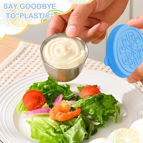 TecoKart® 40ml Salad Dressing Containers – 2Pcs Reusable Small Steel Box with Lid, Leakproof Chutney Box for Tiffin, Ideal for Travel, Picnic, Office & Kids Lunchbox Use - Image 4