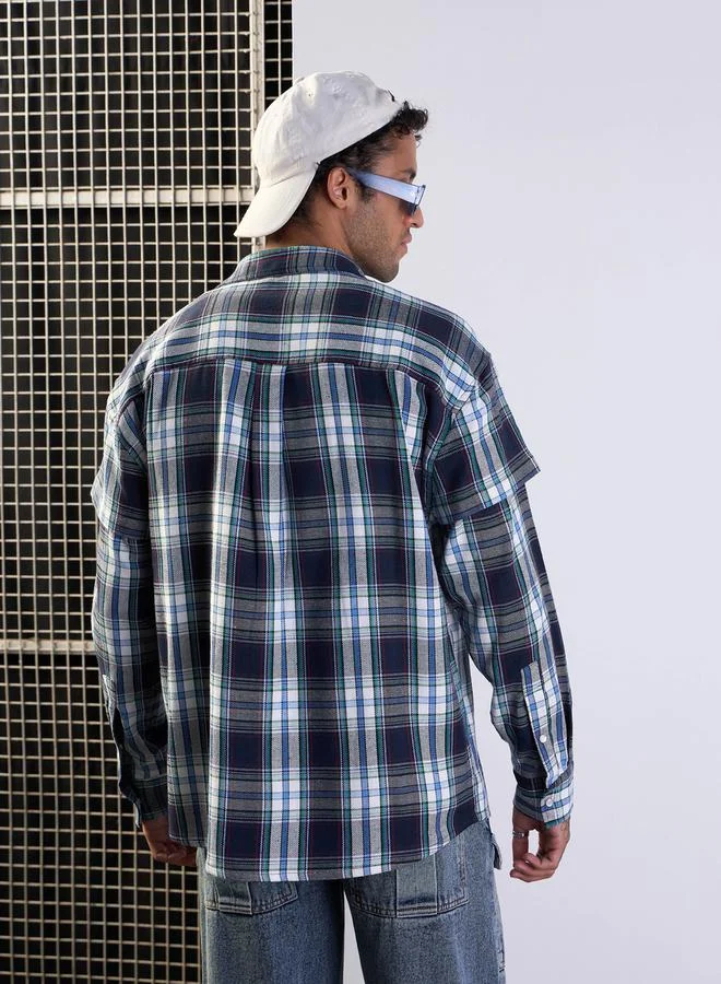 Mascln Sassafras Checked Oversized Shirt with Flap Pocket Detail by Styli