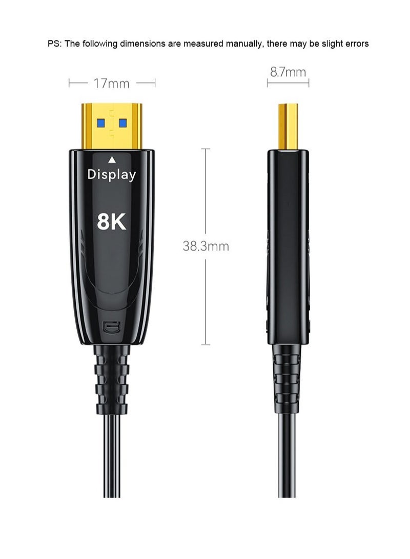 DTECH 20M HDMI 2.1 Fiber Optic Cable – 8K@60Hz, 4K@120Hz, 2K@144Hz, 48Gbps Ultra High Speed, HDR10+, Dolby Vision, eARC, HDCP 2.3 – Compatible with PS5, Xbox Series X, RTX 3080/3090, Projectors & 8K TVs  DT-HF8020 - Image 2