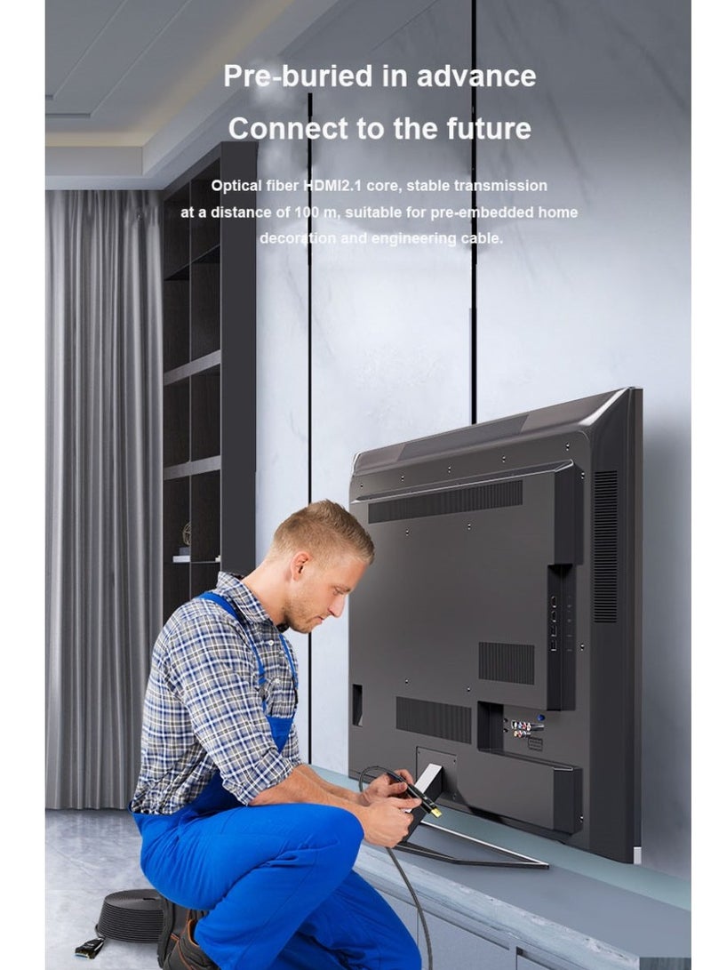 DTECH 20M HDMI 2.1 Fiber Optic Cable – 8K@60Hz, 4K@120Hz, 2K@144Hz, 48Gbps Ultra High Speed, HDR10+, Dolby Vision, eARC, HDCP 2.3 – Compatible with PS5, Xbox Series X, RTX 3080/3090, Projectors & 8K TVs  DT-HF8020 - Image 4