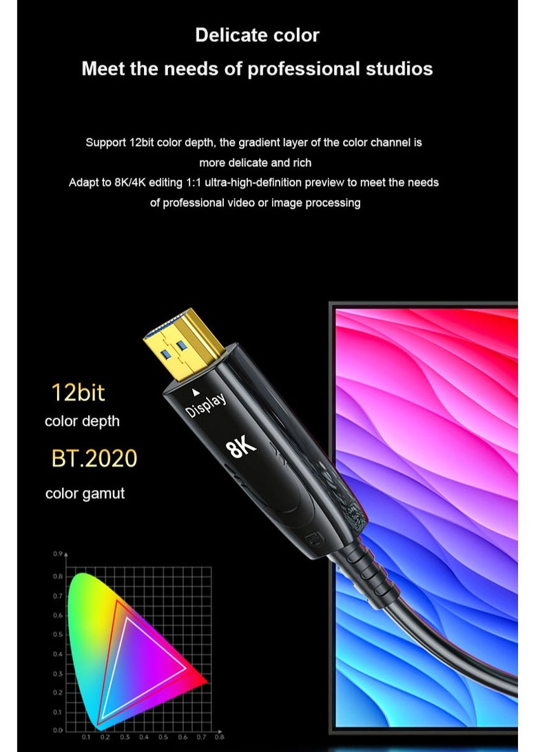 DTECH 20M HDMI 2.1 Fiber Optic Cable – 8K@60Hz, 4K@120Hz, 2K@144Hz, 48Gbps Ultra High Speed, HDR10+, Dolby Vision, eARC, HDCP 2.3 – Compatible with PS5, Xbox Series X, RTX 3080/3090, Projectors & 8K TVs  DT-HF8020 - Image 5