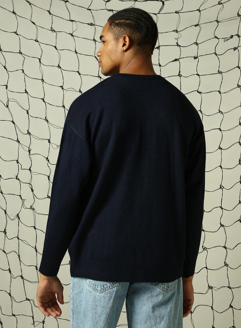 Hubberholme Men's Multicoloured 100% Acrylic Solid Oversized Sweater  - Image 3