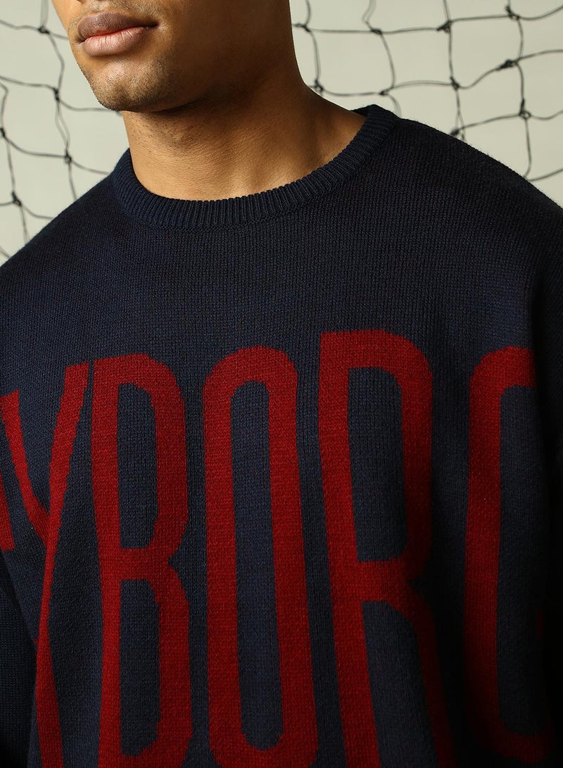 Hubberholme Men's Multicoloured 100% Acrylic Solid Oversized Sweater  - Image 5