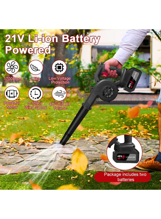 Chase Up Leaf Blower Cordless 17000Rpm Electric Wireless Leaf Blower with Charger 2 Battery Handheld 2-in-1 Leaf Blower & Vacuum Battery Powered Lawn Sweeper Portable Compact Blower for Lawn Yard Car Dust Blow - Image 2