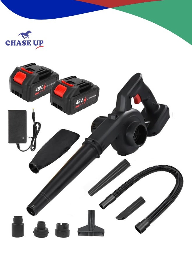 Chase Up Leaf Blower Cordless 17000Rpm Electric Wireless Leaf Blower with Charger 2 Battery Handheld 2-in-1 Leaf Blower & Vacuum Battery Powered Lawn Sweeper Portable Compact Blower for Lawn Yard Car Dust Blow - Image 1