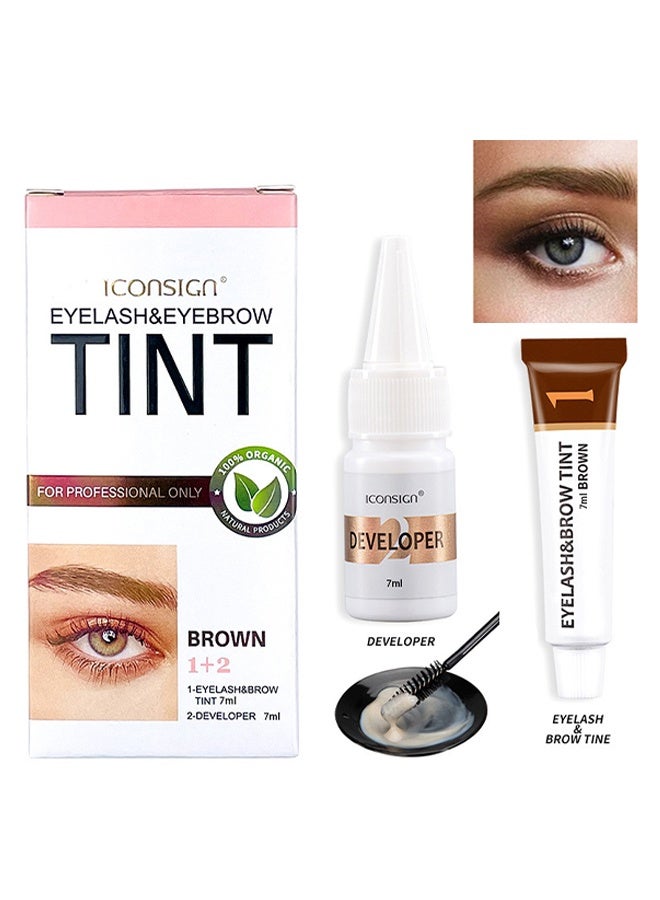ICONSIGN Eyelash Eyebrow Tint Dye Kit, 2-In-1 Eyelash and Eyebrow, Semi Permanent Eyebrow Dye Cream, Waterproof and Quick-Dryinglash Color Kit,Gentle Formula for Long-Lasting Safety Convenient and Easy to Use (brown) - Image 1