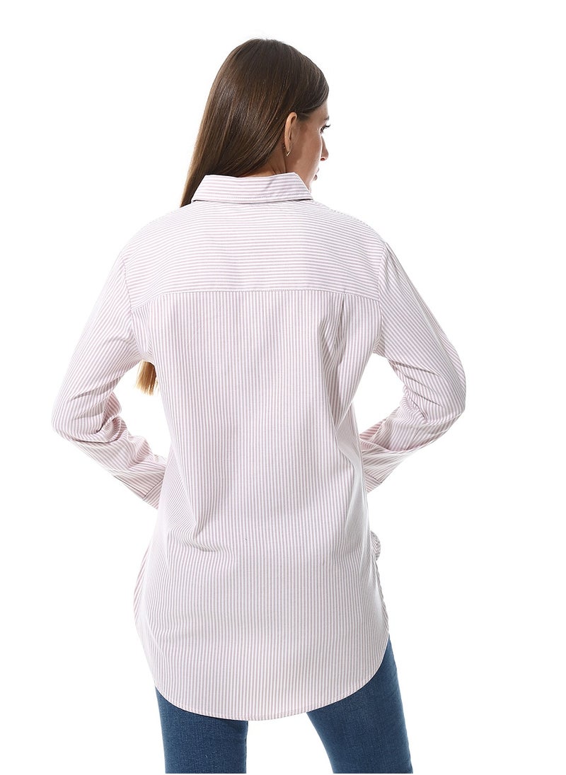 Andora - Long Sleeve Striped Oxford Chemise - Image 1