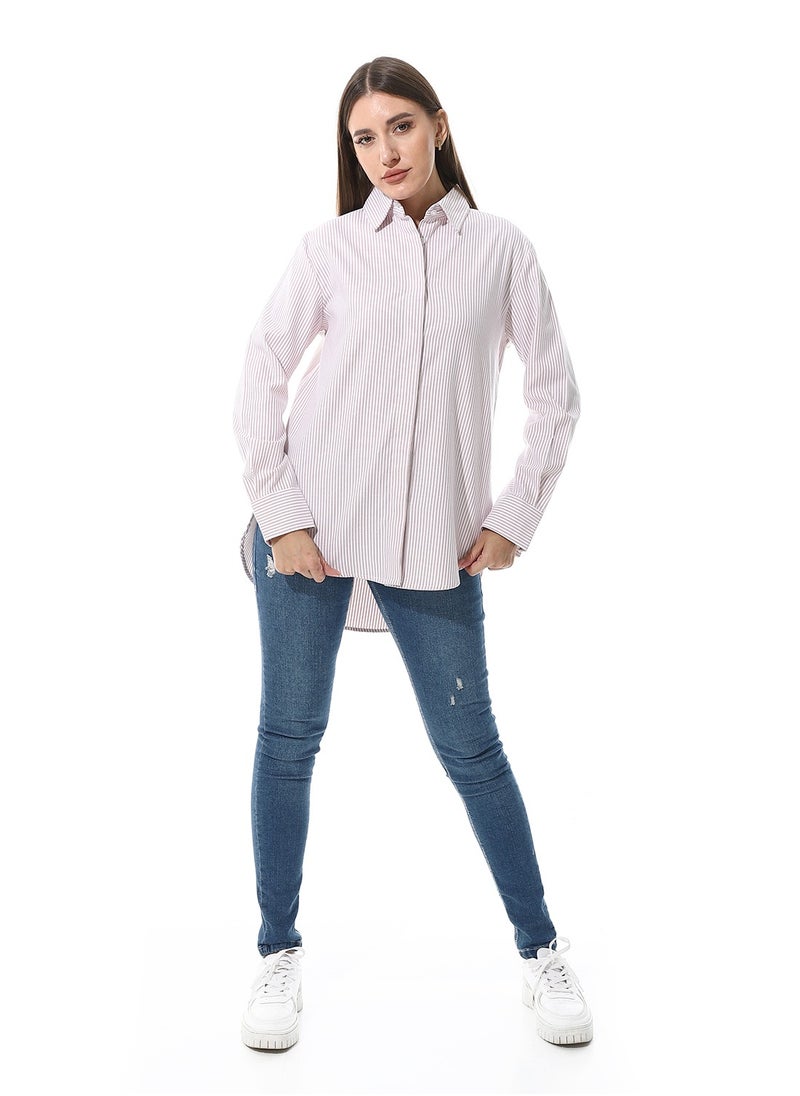 Andora - Long Sleeve Striped Oxford Chemise - Image 1