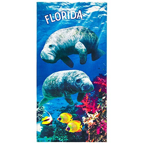 Softerry Florida Manatees Beach Towel 30 x 60 inches Printed velour 100% Cotton - Image 2