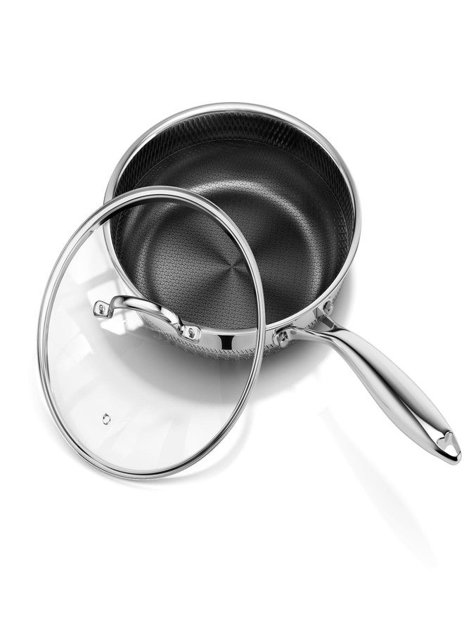 Innerwell 8 Inch Nonstick Frying Pan with Lid, Titanium Ceramic Tri-Ply Stainless Steel Non Stick Skillet W/Lid Small Hybrid Cooking Pan Healthy Induction Egg Frying Pan W/Stay Cool Handle, PFAS/PFOA/PTFE Free - Image 1