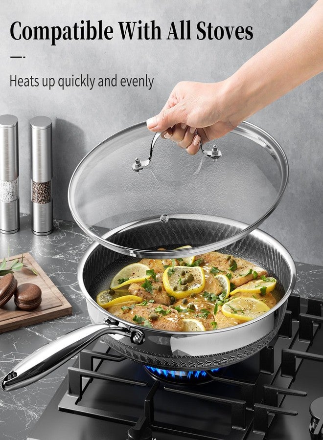 Innerwell 8 Inch Nonstick Frying Pan with Lid, Titanium Ceramic Tri-Ply Stainless Steel Non Stick Skillet W/Lid Small Hybrid Cooking Pan Healthy Induction Egg Frying Pan W/Stay Cool Handle, PFAS/PFOA/PTFE Free - Image 3