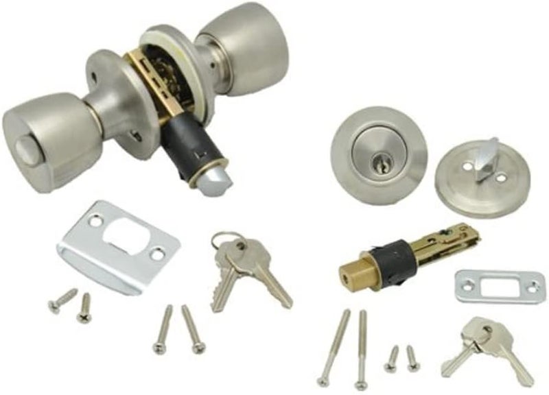 013-234-SS Combo Lock Set with Know Lock and Dead Bolt - Stainless Steel