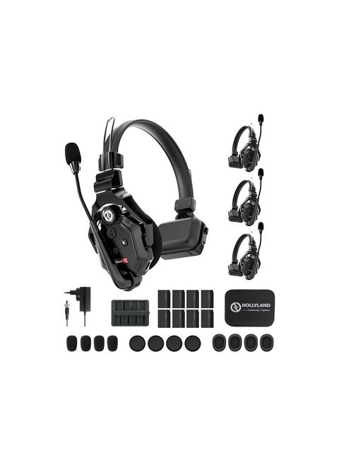 نظام سماعات رأس لاسلكي Solidcom C1-4S DECT – مجموعة من 4 سماعات مزودة بميكروفونات عازلة للضوضاء واتصال بدون استخدام اليدين، مثالي لفرق الإنتاج والفعاليات