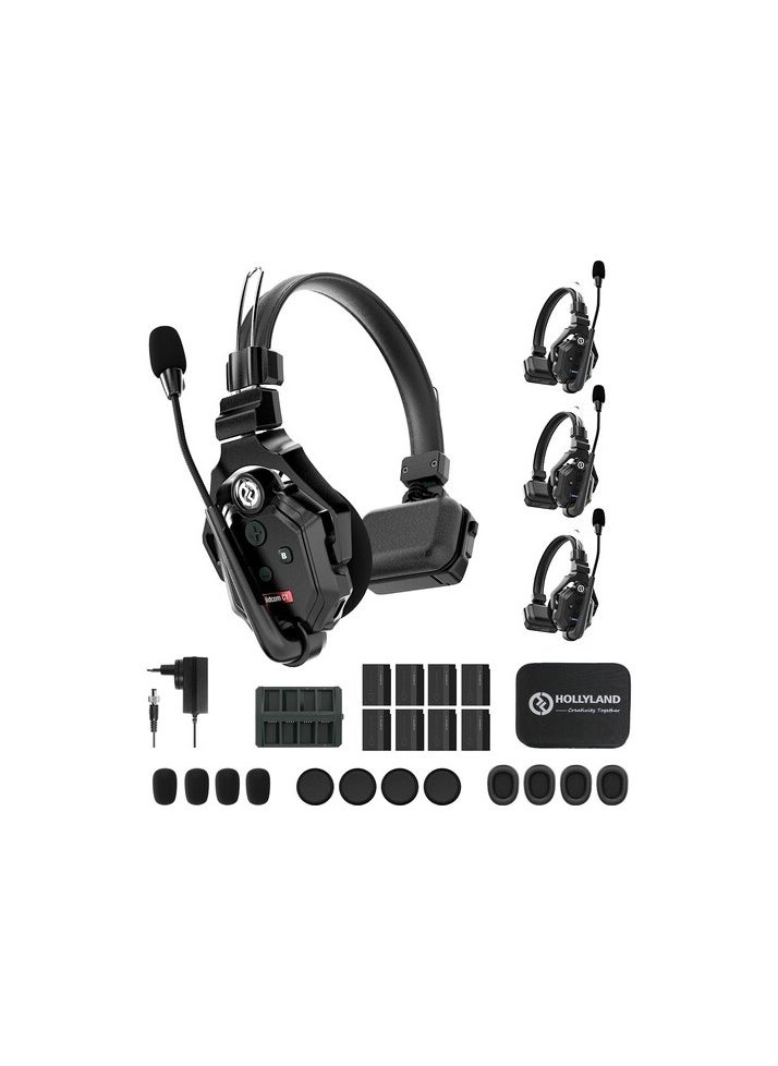 نظام سماعات رأس لاسلكي Solidcom C1-4S DECT – مجموعة من 4 سماعات مزودة بميكروفونات عازلة للضوضاء واتصال بدون استخدام اليدين، مثالي لفرق الإنتاج والفعاليات