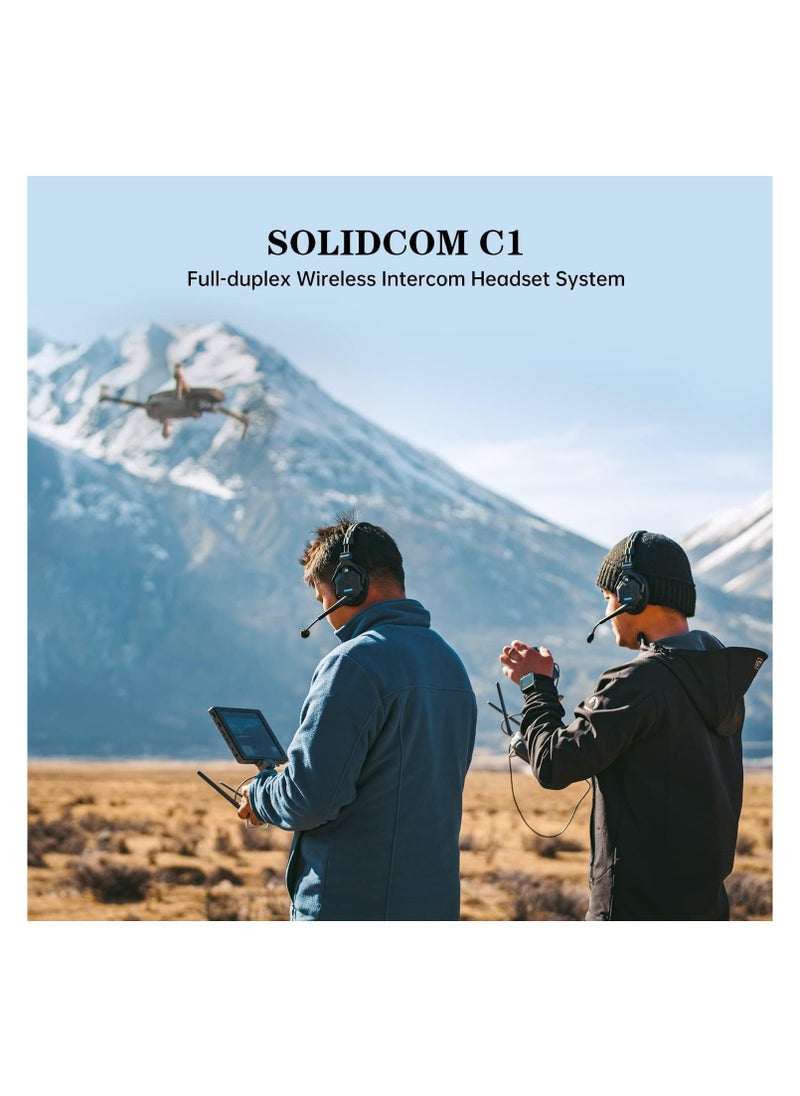نظام سماعات رأس لاسلكي Solidcom C1-4S DECT – مجموعة من 4 سماعات مزودة بميكروفونات عازلة للضوضاء واتصال بدون استخدام اليدين، مثالي لفرق الإنتاج والفعاليات