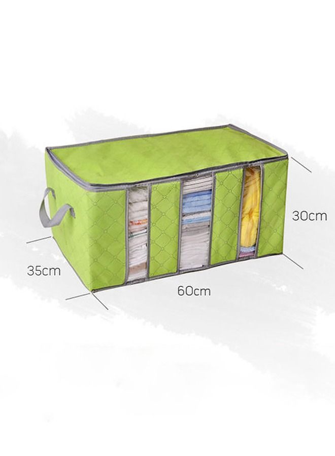 DUNISO Multi Purpose Foldable Closet Organizer and Storage with Mesh Window and Handle for Clothing, Jeans, Bras, Leggings, Sweaters with Mesh Window and Handle Green 60x35centimeter - Image 1