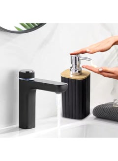 QSHOP QSHOP® Soap Dispenser with Wooden Lid – Modern Luxury Design for Kitchens and Bathrooms with Modern and Traditional Decorations Fits Homes, Hotels, Offices  - Image 3