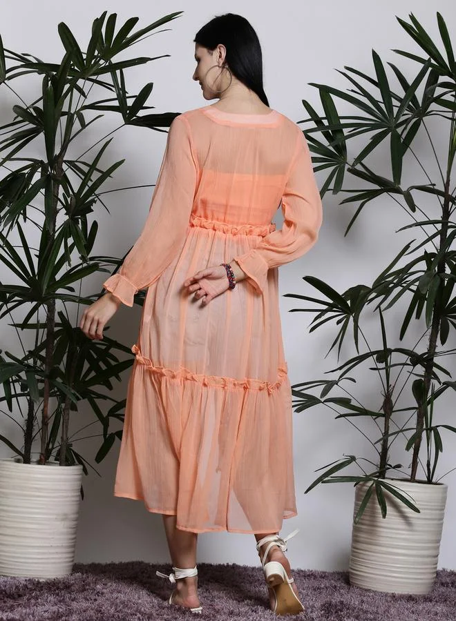 Sera Ruffle Detail Tie-Up Shrug by Styli