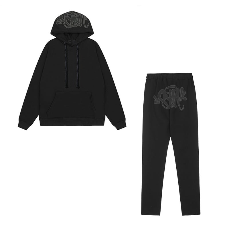 SynaWord American Loose Sweater Hoodie Sweater Trousers Syna Mens and Womens Fashion Brand Hip Hop Street Couple Casual suit Black suit 
