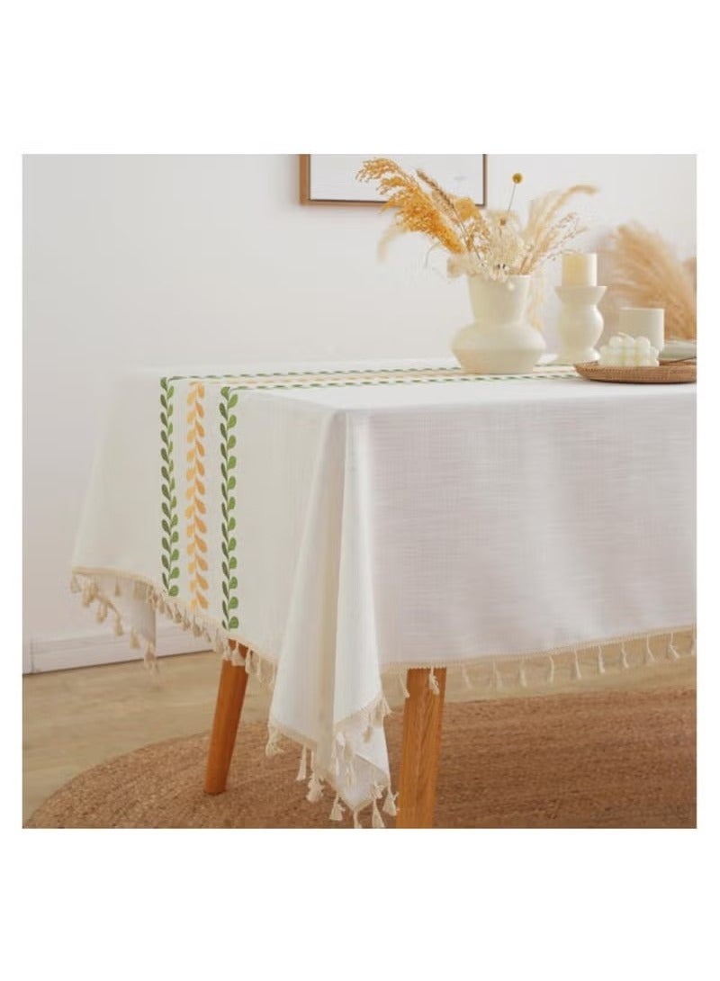 Rectangular Tablecloth, Embroidery Leaf Pattern Tablecloth, Wrinkle Free Cotton Linen, Table Cover for Dining, Kitchen, Buffet, 60*60Cm - Image 5