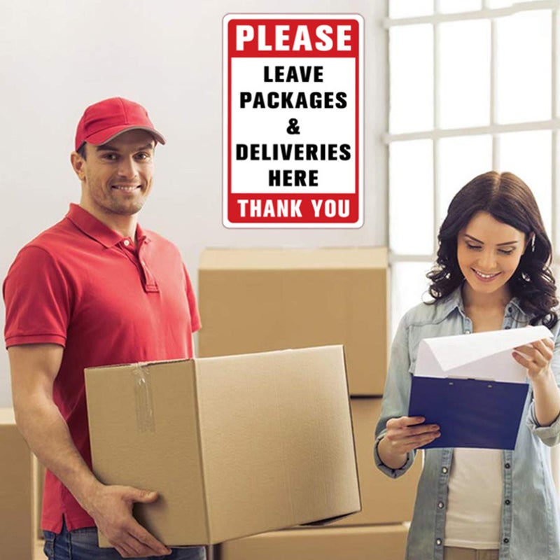 2pcs Leave Packages Here Sign Sticker Wall Sign Sticker Sign Sticker Adhesive Here Sticker - Image 3