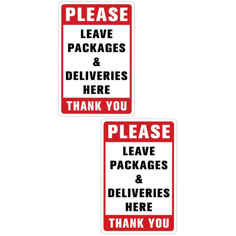2pcs Leave Packages Here Sign Sticker Wall Sign Sticker Sign Sticker Adhesive Here Sticker - Image 1